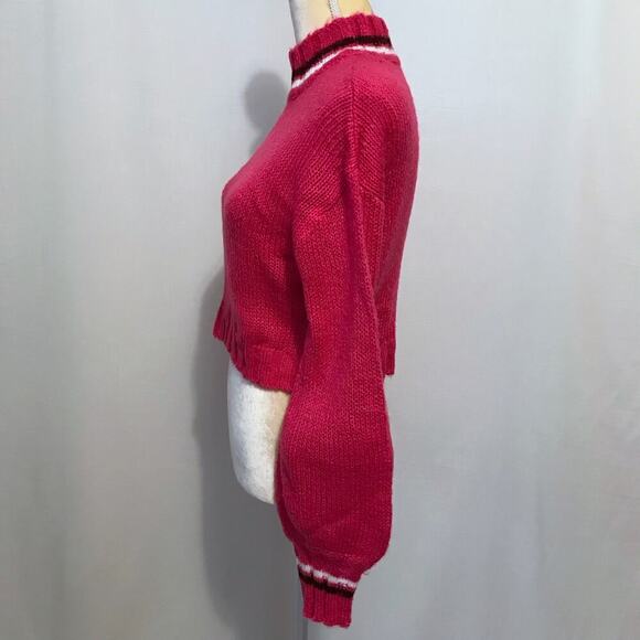 Derek Heart NWT Mock Neck Hot Pink Cropped Sweater Juniors Various - Picture 5 of 8